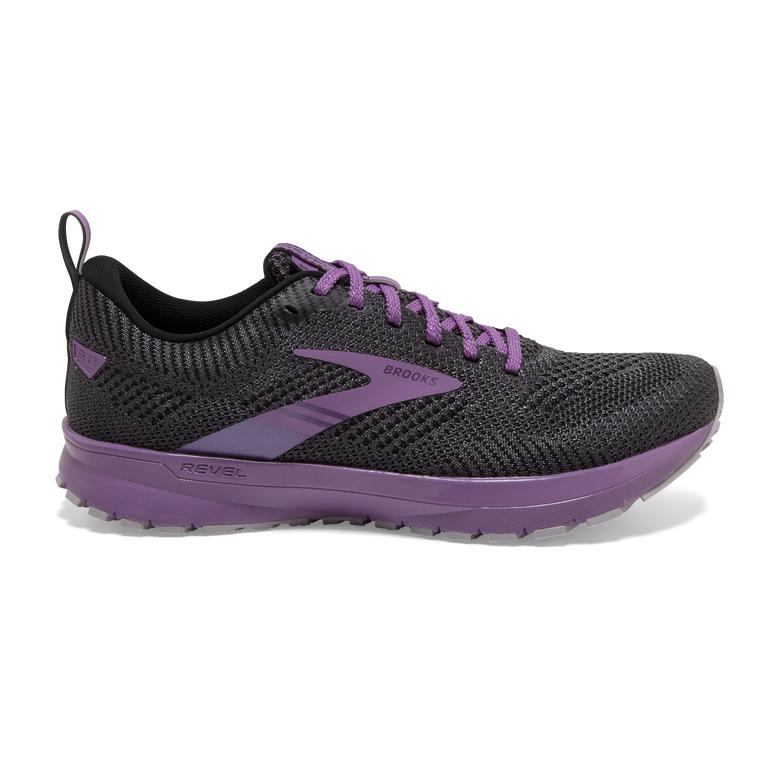 Brooks REVEL 5 Performance Road Running Shoes Womens Online - Black/Ebony/grey Charcoal/Purple/Pale